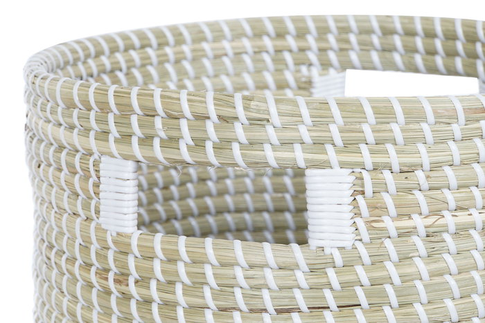 DKD Home Decor Set de 2 Cestas de Seagrass con Tapa Natural