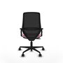 Silla de oficina Mardos con mecanismo Sincro tapizada con Tela color Rosa y malla color Negro. Equipada con lumbar 1D, Brazos 1D y Ruedas 65mm nailon
