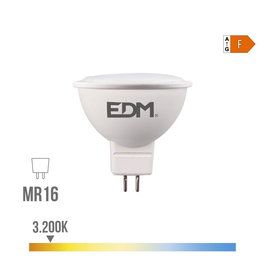 EDM Bombilla LED Dicroica MR16 8W (Equivalente 60W) 780 Lm Luz Cálida 3200K Ángulo 120º Casquillo G5.3 Clase F - Ø5x5cm