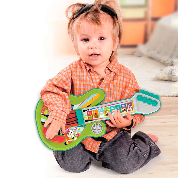 Clementoni Guitarra De Los Animales 17615 - Guitarra Interactiva Infantil con 8 Teclas, Cuerdas y Palanca de Vibrato, Juguete Musical para Bebés +12 Meses