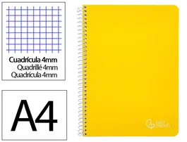 Liderpapel Cuaderno espiral A4 Witty tapa dura 80h 90gr cuadro 4mm amarillo
