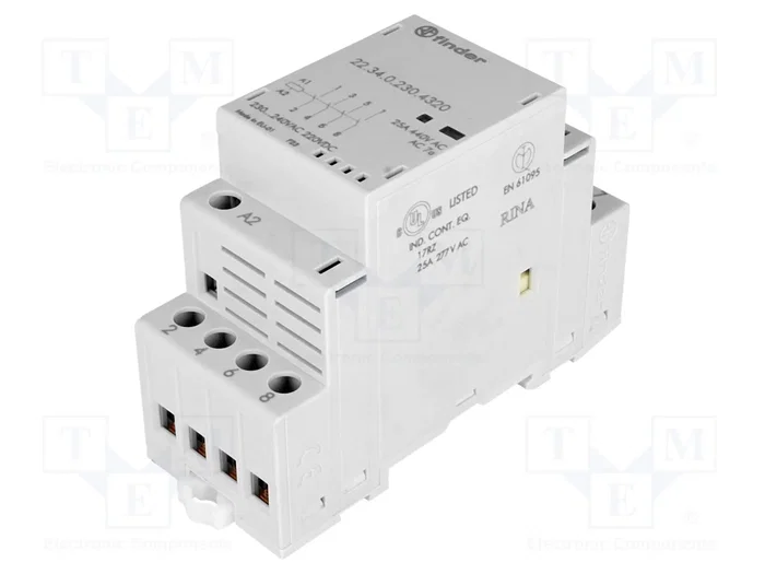 FINDER Contactor de Instalación 4-Polar 25A 230VAC/230VDC NO x4 FINDER Contactor de Instalación 4-Polar 25A 230VAC/230VDC NO x4