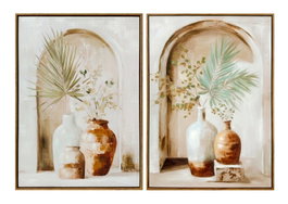 DKD Home Decor Cuadro Lienzo de Jarrones Set de 2 unidades 60x80 cm