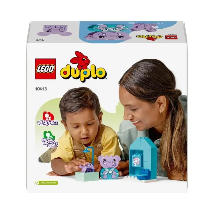 Lego 10413 DUPLO My First My Daily Rituals - Baño, Juguete Educativo para Bebés, Incluye 2 Figuras de Elefantes