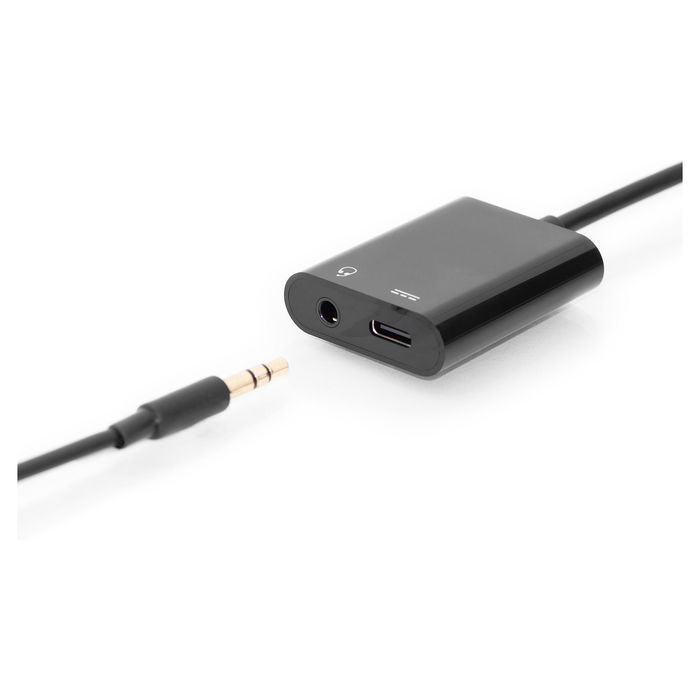 Digitus Adaptador USB-C a USB-C y Conector 3.5 mm, USB 3.2 Gen 1, Plug and Play, Longitud Cable 0.2m, Color Negro