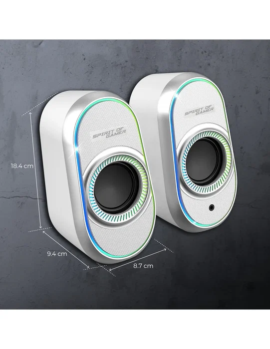 Spirit of Gamer FANATIC 500 ARTIC Altavoces Gaming 2.0 Blanco, Bluetooth 5.1 y Conectividad Alámbrica, 3W RMS, Retroiluminación RGB