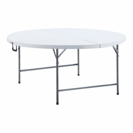 Edm Mesa redonda plegable, 180 x 74 cm, Blanco