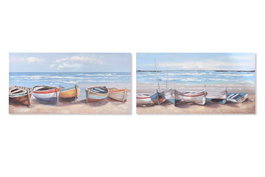 DKD Home Decor Cuadro Mediterraneo Multicolor 3 x 60 x 120 cm (2 Unidades) Lienzo MDF Hecho a mano