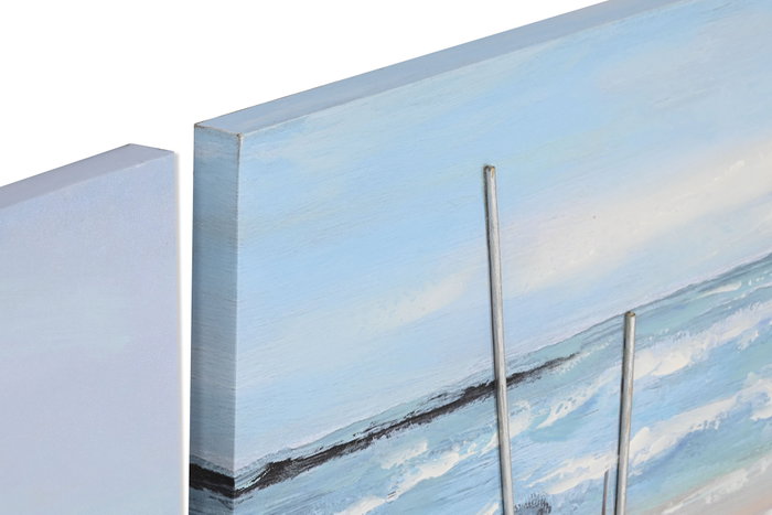 DKD Home Decor Cuadro Mediterraneo Multicolor 3 x 60 x 120 cm (2 Unidades) Lienzo MDF Hecho a mano