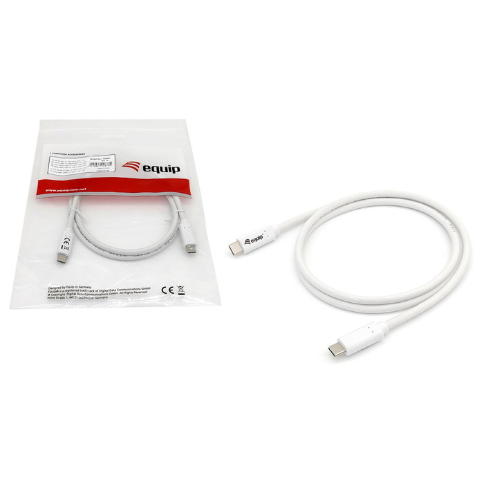 EQUIP Cable USB-C 3.2 Gen 1 a USB-C PD 60W, Transferencia 5 Gbit/s, Carga Rápida, 0.5 m, Blanco, Ref: 128365 EQUIP Cable USB-C 3.2 Gen 1 a USB-C PD 60W, Transferencia 5 Gbit/s, Carga Rápida, 0.5 m, Blanco, Ref: 128365