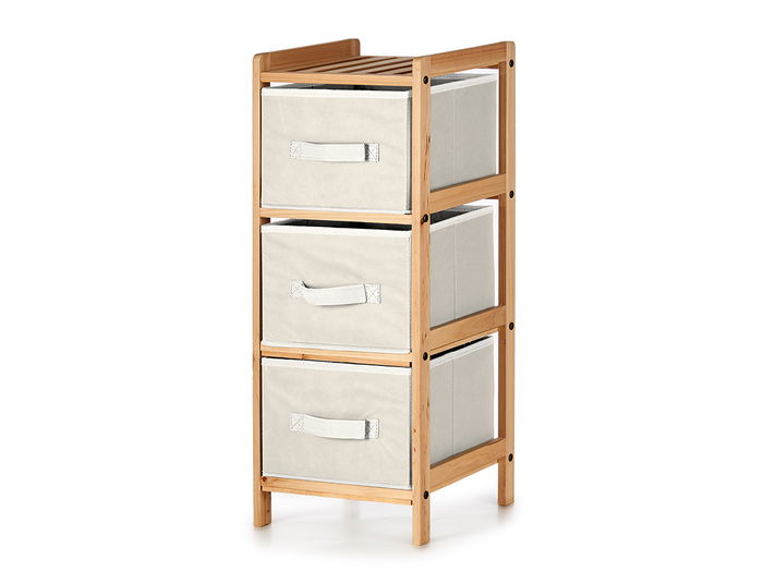 Kipit Estanteria Bambu 3 Cajones Blanco 28.5x26x70 cm (Set de 2)