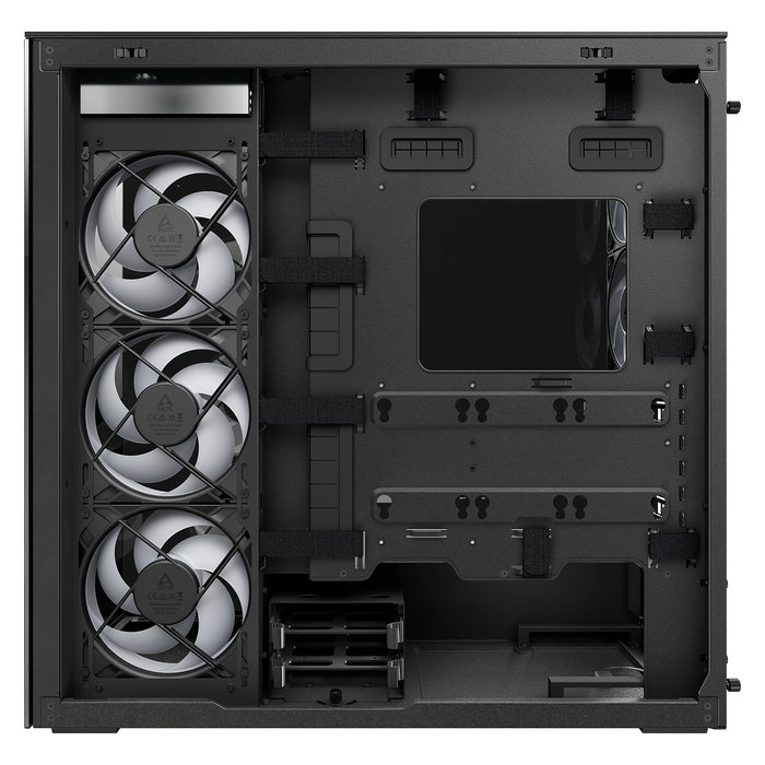 ARCTIC Xtender Midi Tower para Gaming Negro con Panel de Vidrio Templado Espejo, Sin Montaje Vertical GPU, Refrigeración Incluida, E-ATX, Gestión de Cables