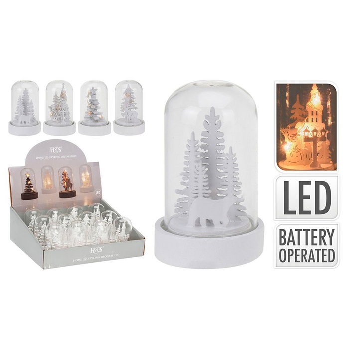 Basics Bola de nieve árbol de navidad con LED 9 cm Basics Bola de nieve árbol de navidad con LED 9 cm