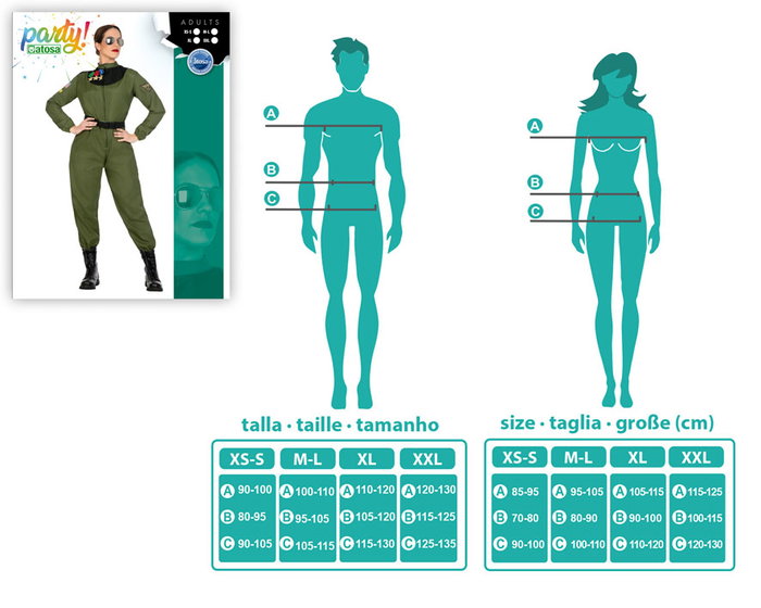 Disfraz Piloto Militar Mujer Adulto Verde Talla M-L