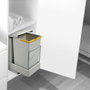 Emuca Contenedor de reciclaje para fijación inferior y extracción automática en mueble de cocina 2x14litros, Plástico gris