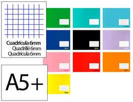 Liderpapel Libreta Smart A5 Plus Apaisado, 32 Hojas Cuadro 6 mm, 75gr, Colores Surtidos