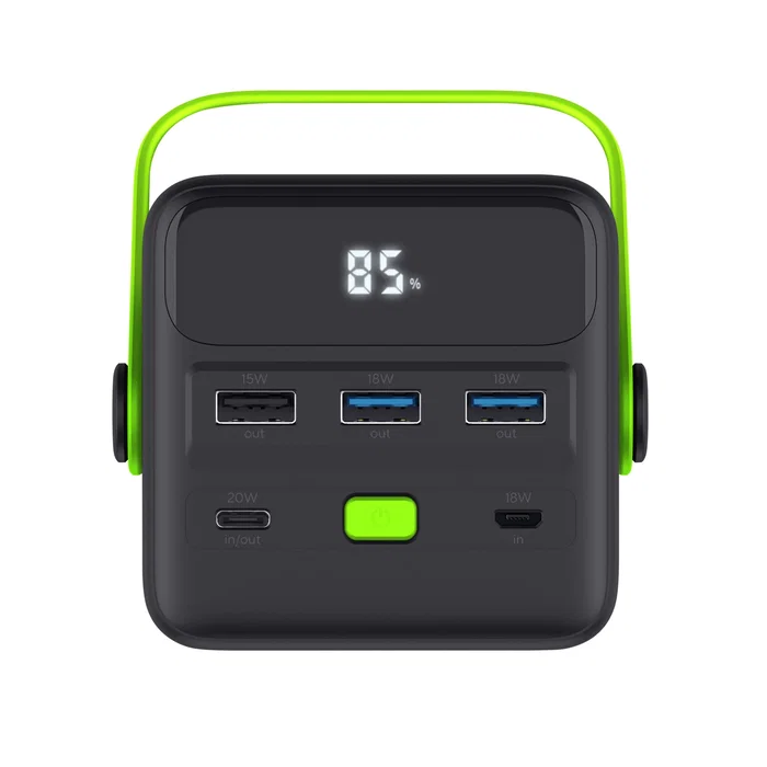 Trust Redoh XXL Powerbank 50000 mAh 18W Carga Rápida USB-C, Negro/Verde, con Pantalla y 4 Puertos