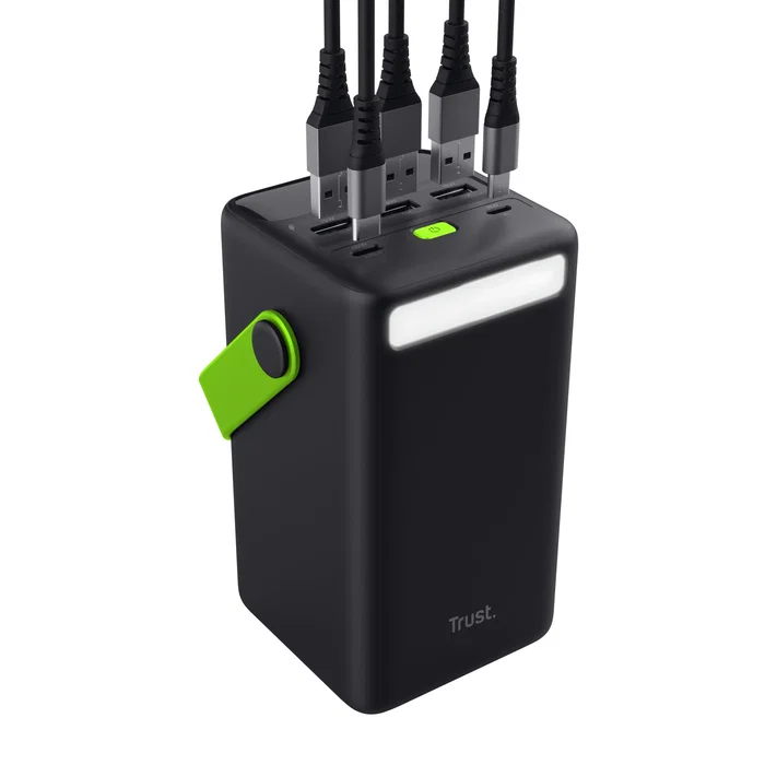 Trust Redoh XXL Powerbank 50000 mAh 18W Carga Rápida USB-C, Negro/Verde, con Pantalla y 4 Puertos