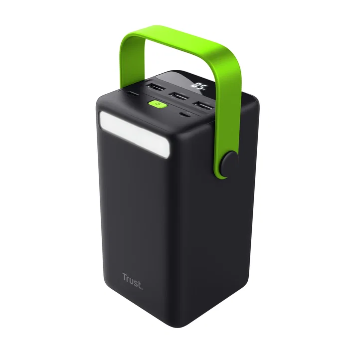 Trust Redoh XXL Powerbank 50000 mAh 18W Carga Rápida USB-C, Negro/Verde, con Pantalla y 4 Puertos
