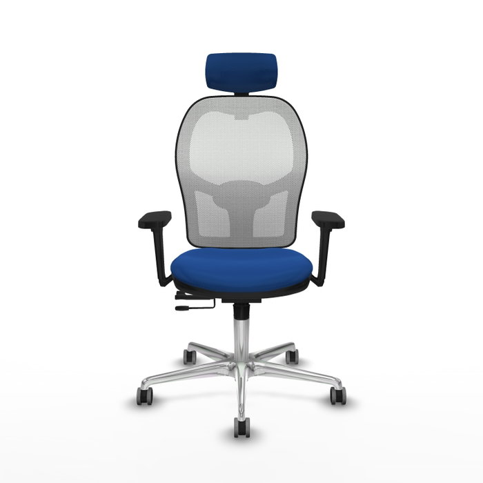 PIQUERAS Y CRESPO Silla de oficina Jorquera con mecanismo Sincro/Traslack, Azul y Blanco