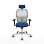PIQUERAS Y CRESPO Silla de oficina Jorquera con mecanismo Sincro/Traslack, Azul y Blanco