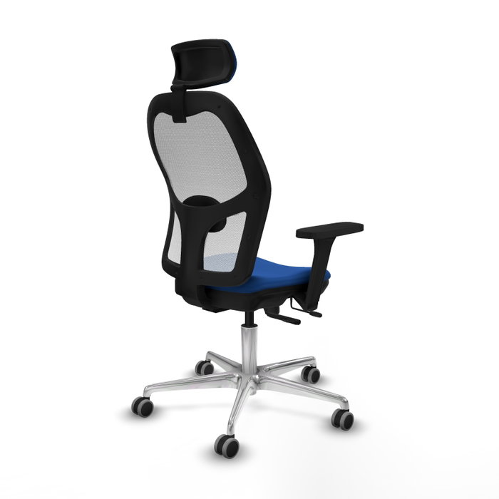PIQUERAS Y CRESPO Silla de oficina Jorquera con mecanismo Sincro/Traslack, Azul y Blanco