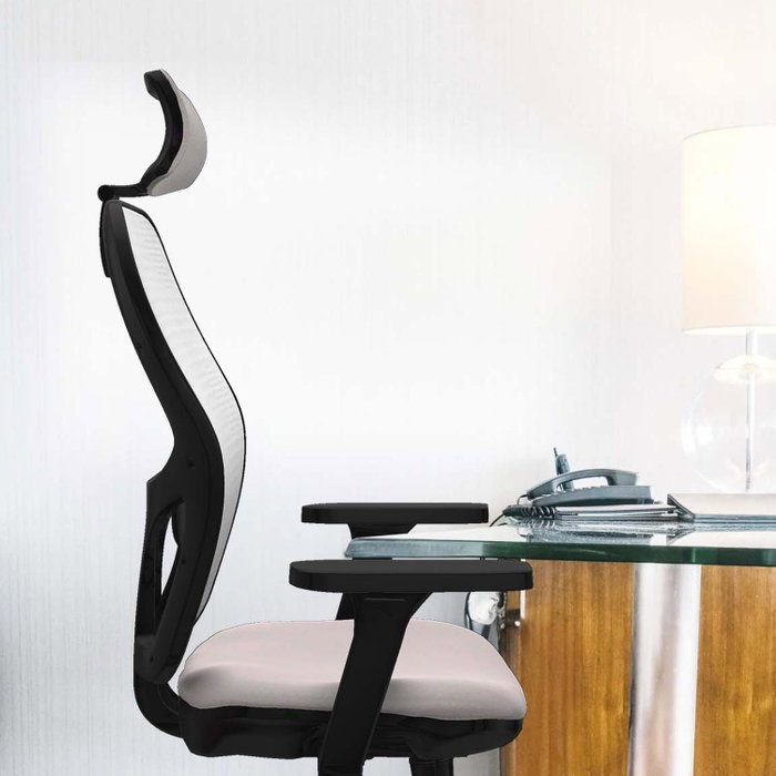 PIQUERAS Y CRESPO Silla de oficina Jorquera con mecanismo Sincro/Traslack, Azul y Blanco