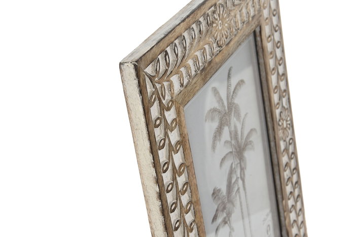 DKD Home Decor Marco de Fotos 20x25 Mango y Cristal con Detalles Florales