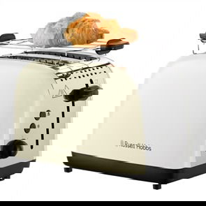 Russell Hobbs 26551-56 Tostador Colours Plus Crema con Ranuras Anchas, Función Levantar y Ver y Calientapanecillos