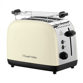 Russell Hobbs 26551-56 Tostador Colours Plus Crema con Ranuras Anchas, Función Levantar y Ver y Calientapanecillos