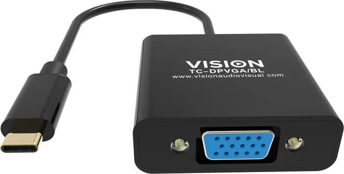 Vision TC-USBCVGA/BL Adaptador de Cable USB Tipo C a VGA (D-Sub) Negro - Resolución Full HD 1920x1080 (1080p)