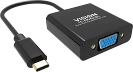 Vision TC-USBCVGA/BL Adaptador de Cable USB Tipo C a VGA (D-Sub) Negro - Resolución Full HD 1920x1080 (1080p)