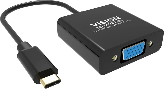 Vision TC-USBCVGA/BL Adaptador de Cable USB Tipo C a VGA (D-Sub) Negro - Resolución Full HD 1920x1080 (1080p)