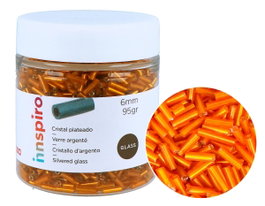 Innspiro Rocalla de Vidrio Cilindro Plateado Naranja 95g