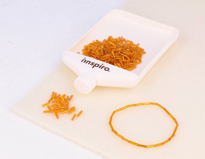 Innspiro Rocalla de Vidrio Cilindro Plateado Naranja 95g