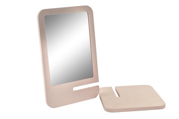 DKD Home Decor Espejo Blanco Rosa Palo 15 x 15 x 24 cm (4 Unidades)