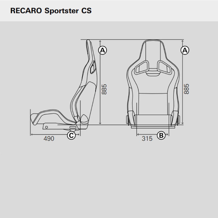 Recaro Asiento Deportivo Sportster CS con Airbag Lateral y Calefacción, Acabado Piel Sintética Negro y Dinamica Gris, Para Piloto, Referencia RC411101588