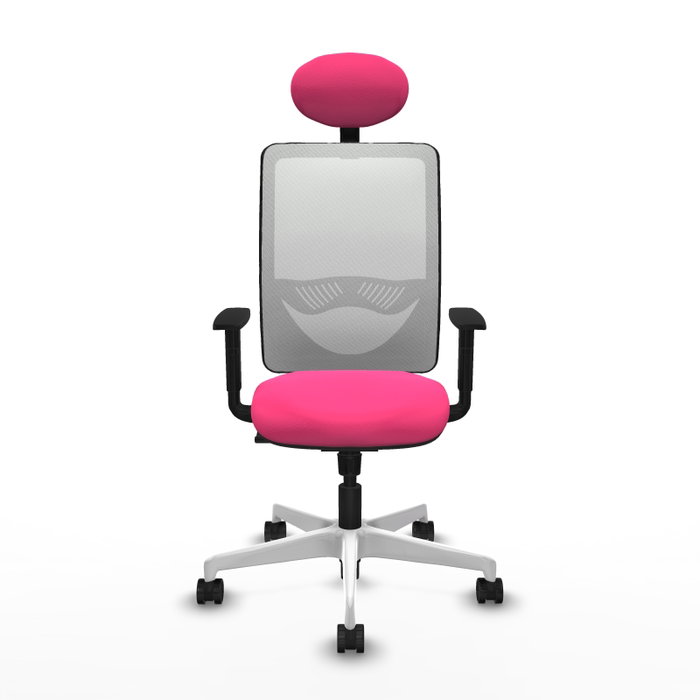 PIQUERAS Y CRESPO Silla de oficina Zulema con mecanismo Sincro, Rosa y Blanco