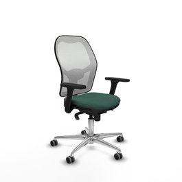 PIQUERAS Y CRESPO Silla de oficina Jorquera con mecanismo Sincro, brazos 3D y malla blanca/verde botella