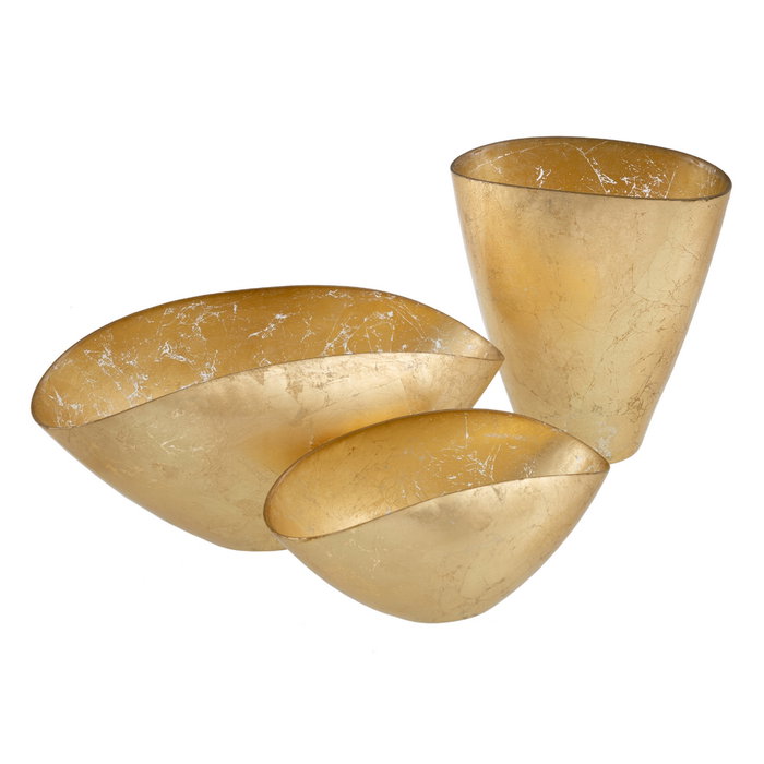 Centro Mesa Dorado Cristal Decoración 23,50 X 14 cm