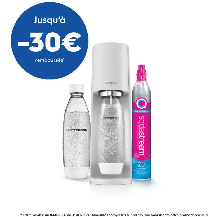 Sodastream Terra Máquina Carbonatadora Blanca Pack 2 Botellas LV + 1 Cilindro de Intercambio CQC Sodastream Terra Máquina Carbonatadora Blanca Pack 2 Botellas LV + 1 Cilindro de Intercambio CQC