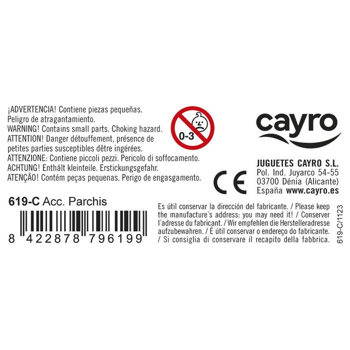 Cayro Accesorios de Parchís de Madera para 4 Jugadores Cayro Accesorios de Parchís de Madera para 4 Jugadores