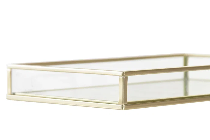 DKD Home Decor Bandeja de Decoración Cristal y Metal Bridgerton 24x14x3 cm
