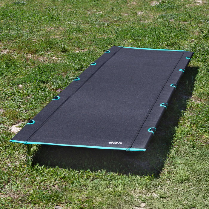 Aktive Cama plegable de camping negra con bolsa de transporte