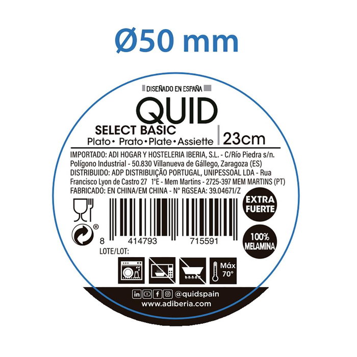 Plato Hondo Melamina Select Basic Quid 23 cm (24 Unidades)