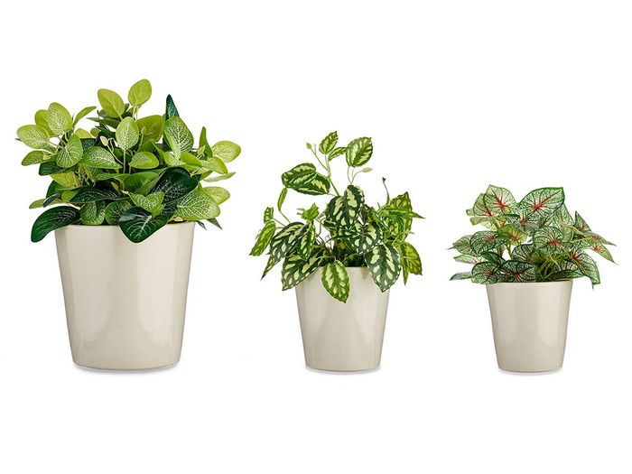 Ibergarden Set 3 Macetas Cerámica Cónica Gris - Diámetros 14 cm, 16.5 cm y 22.5 cm