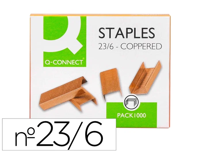 Q-connect Grapas nº 23/6 cobreadas Q-connect Grapas nº 23/6 cobreadas