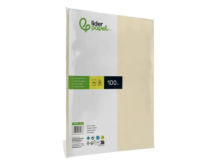 Liderpapel Papel Color Crema DIN A4 80g, 100 Hojas Liderpapel Papel Color Crema DIN A4 80g, 100 Hojas
