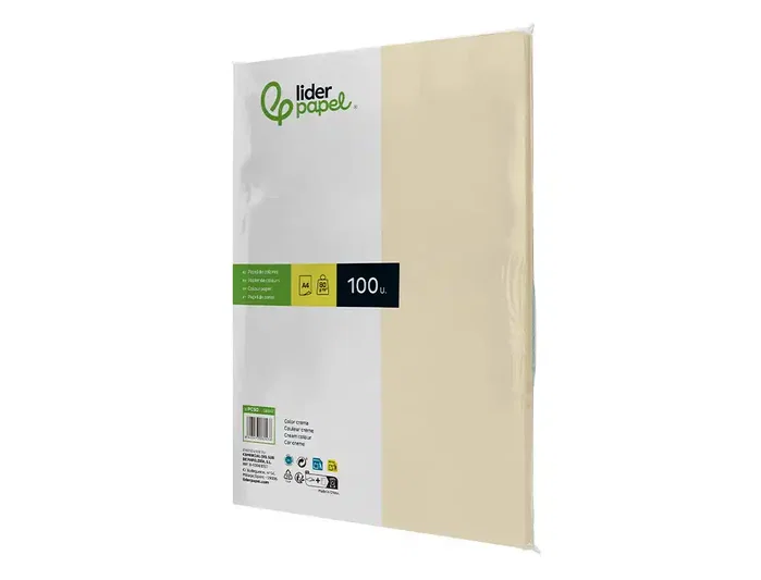 Liderpapel Papel Color Crema DIN A4 80g, 100 Hojas Liderpapel Papel Color Crema DIN A4 80g, 100 Hojas