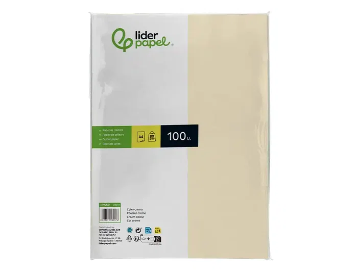 Liderpapel Papel Color Crema DIN A4 80g, 100 Hojas Liderpapel Papel Color Crema DIN A4 80g, 100 Hojas